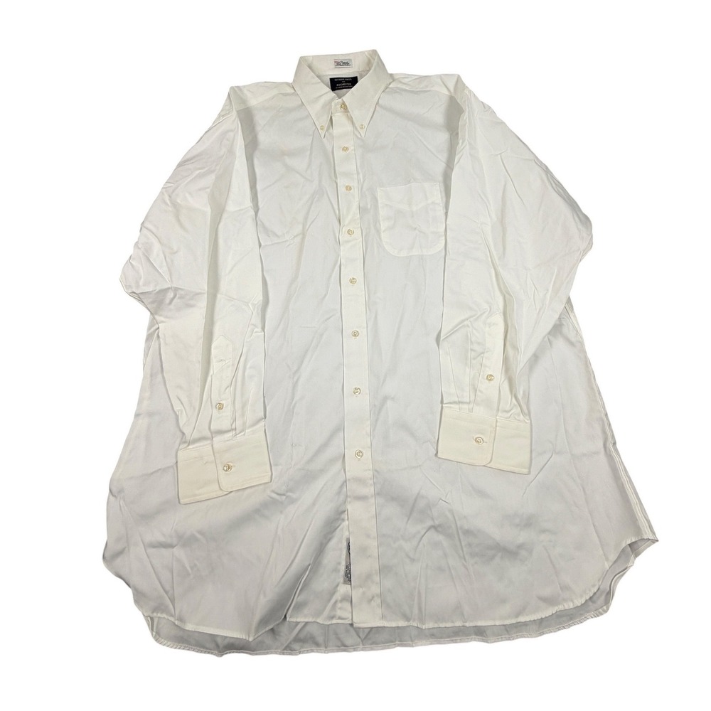 VTG Gitman Bros. Button Down Shirt Mens White Cotton Dress Shirt Size 19 Tall